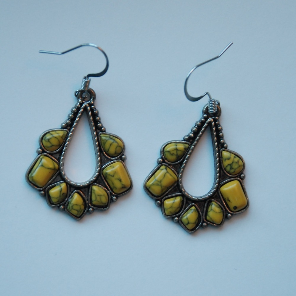 Yellow stone earrings